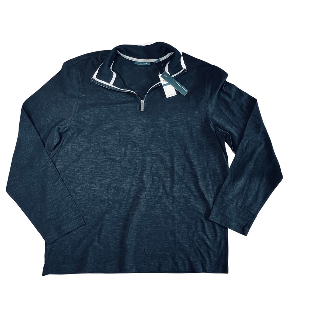 Perry Ellis Black 1/4 Zip Up Polo Style Sweater X LARGE‎ NWT 90s Inspired Casual